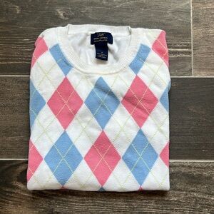 Brooks Brothers Short-Sleeve Supima Cotton Argyle Sweater
